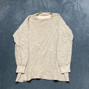 Duofold Thermal Shirt Mens Large Heather Gray Long Sleeve Crew Neck Pullover